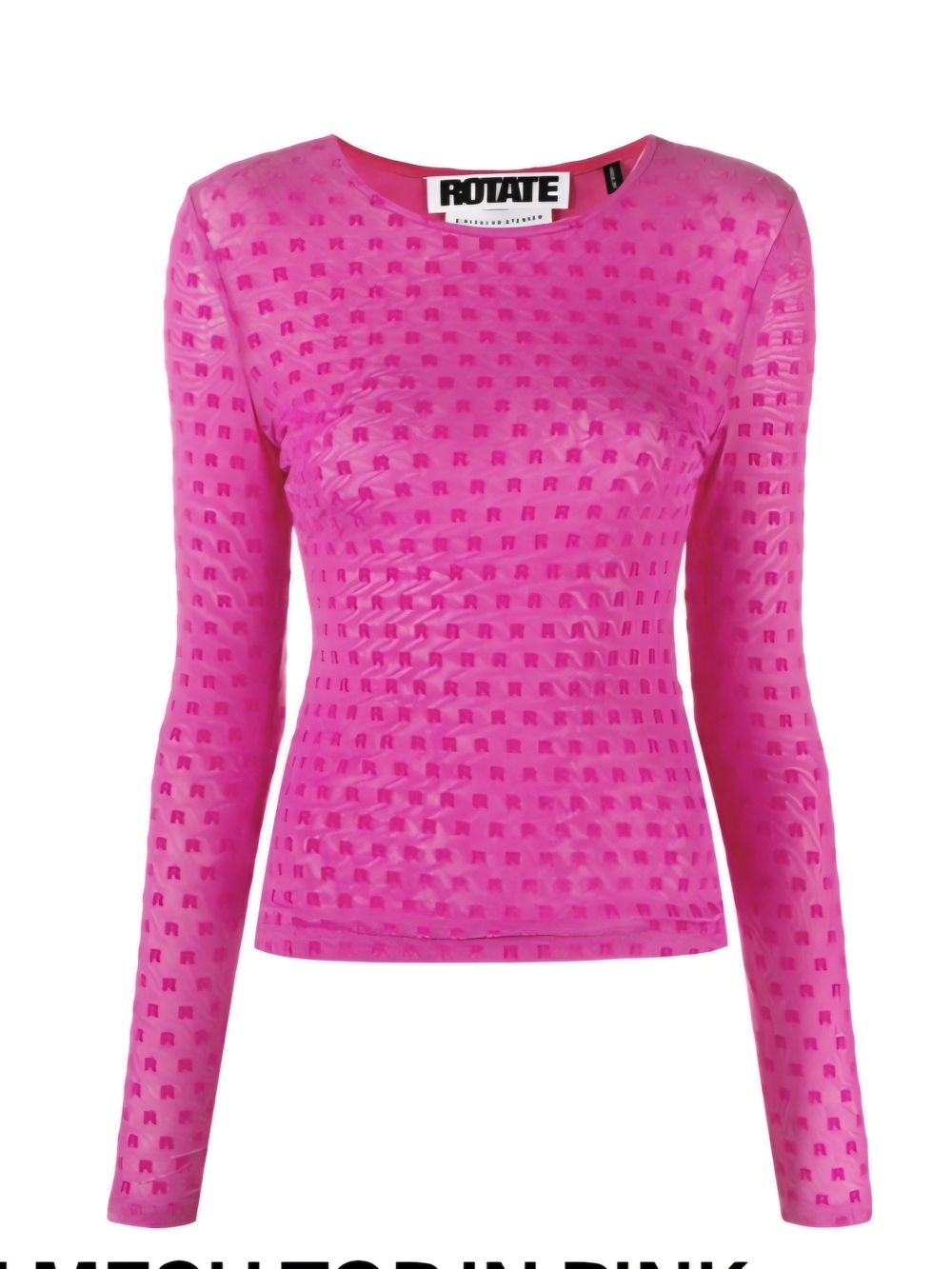 Rotate Sheer Hot Pink Long-Sleeve Mesh Top